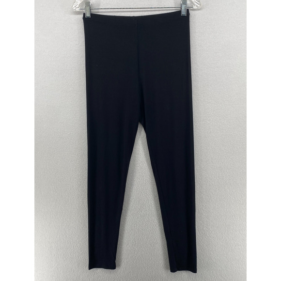 EILEEN FISHER Leggings XS Stretch Rayon Jersey Ankle Pull On Black USA - Picture 1 of 13